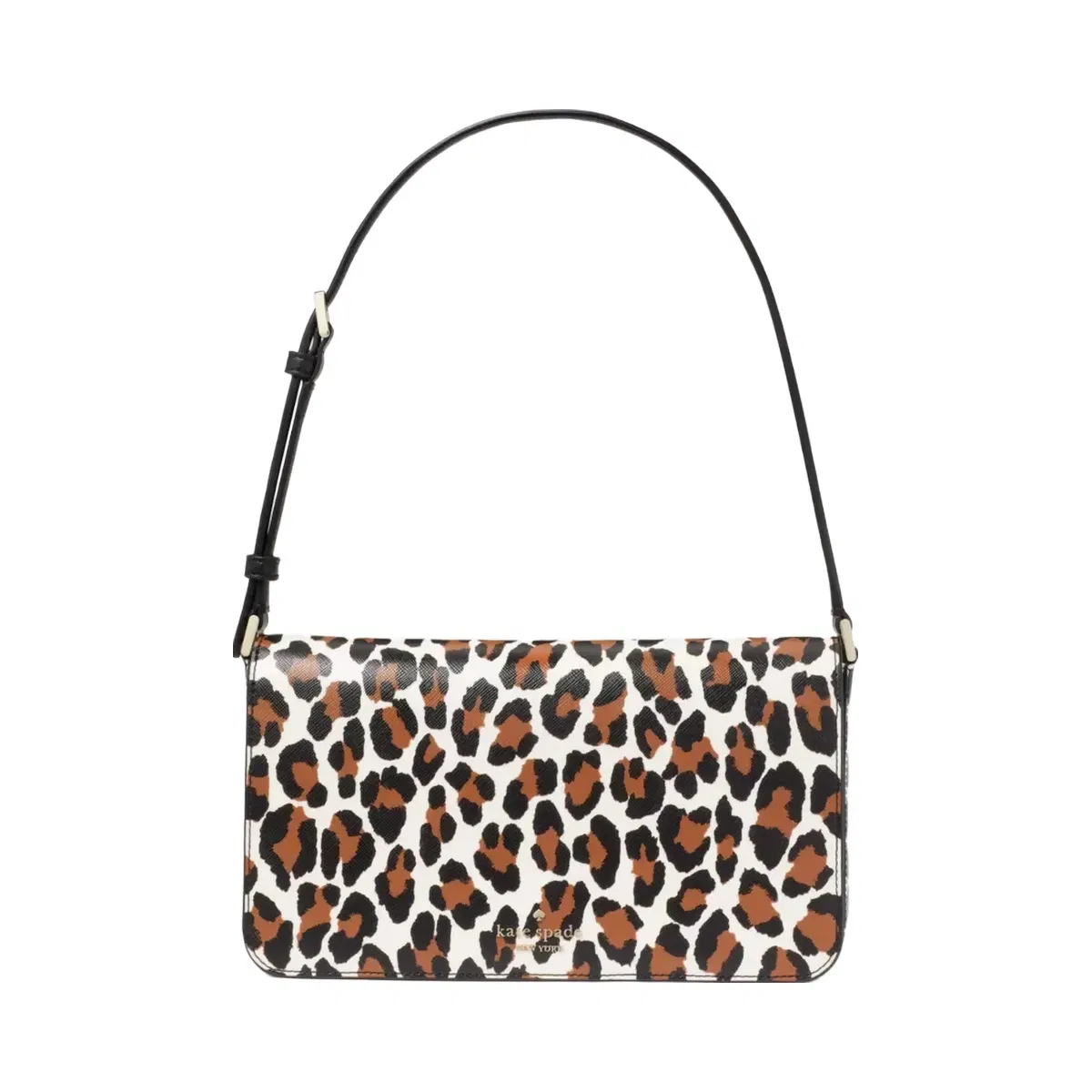 Kate Spade Staci Spotted Animal Printed Medium Flap Shoulder Bag Cream Multi