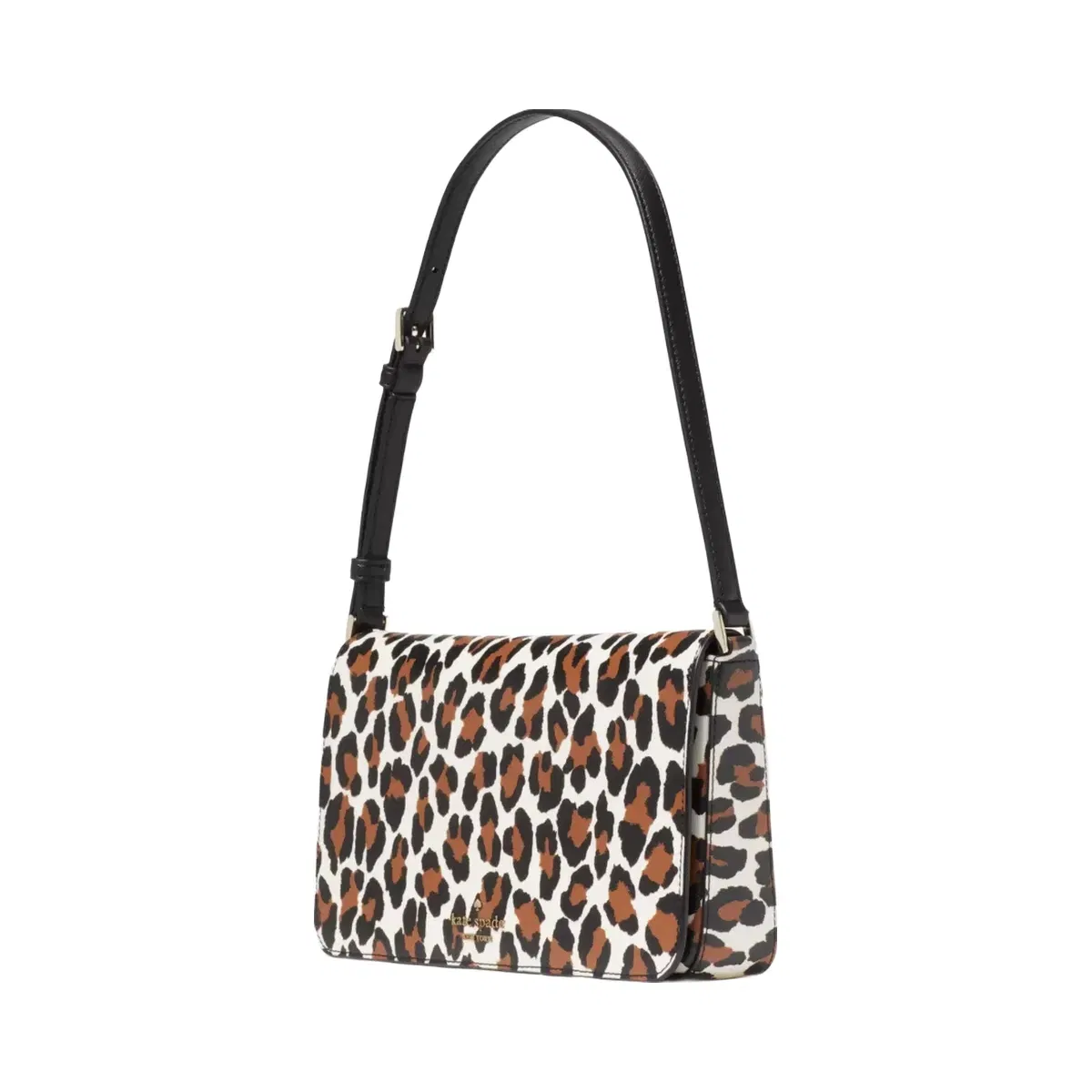 Kate Spade Staci Spotted Animal Printed Medium Flap Shoulder Bag Cream Multi