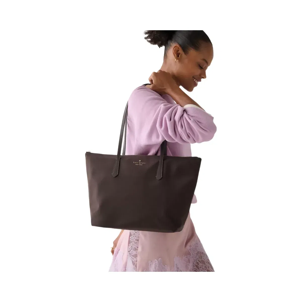 Kate Spade Kitt Ksnyl Tote Bag Hot Fudge