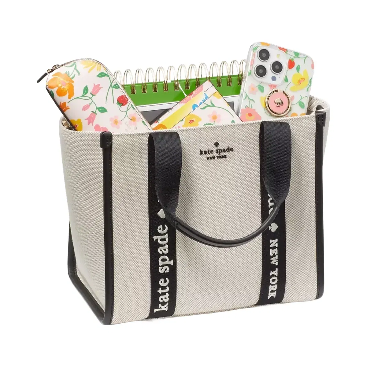 Kate Spade Kip Canvas Small Tote Rose Smoke Multi