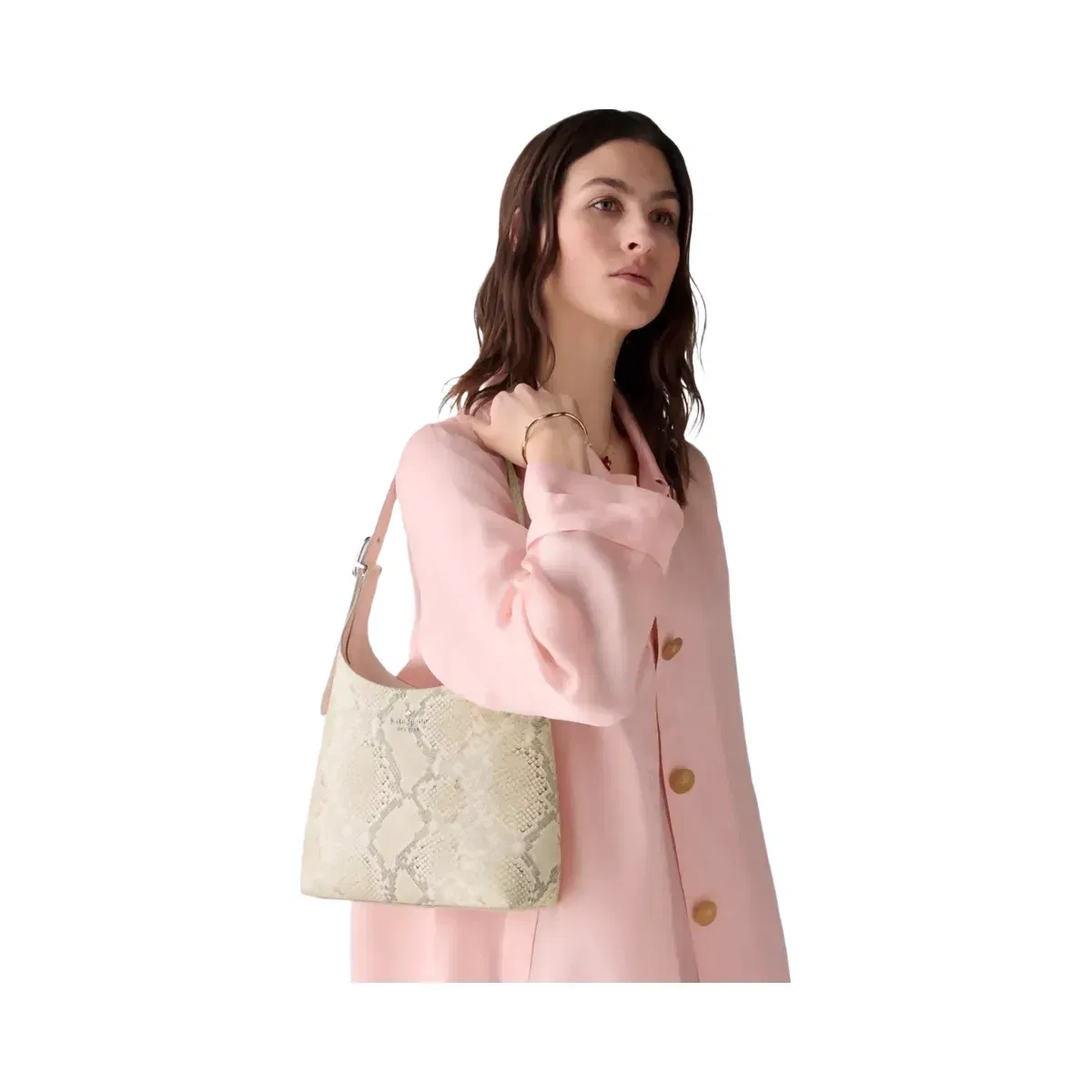 Kate Spade 454 Snake Embossed Small Shoulder Bag Natural Multi