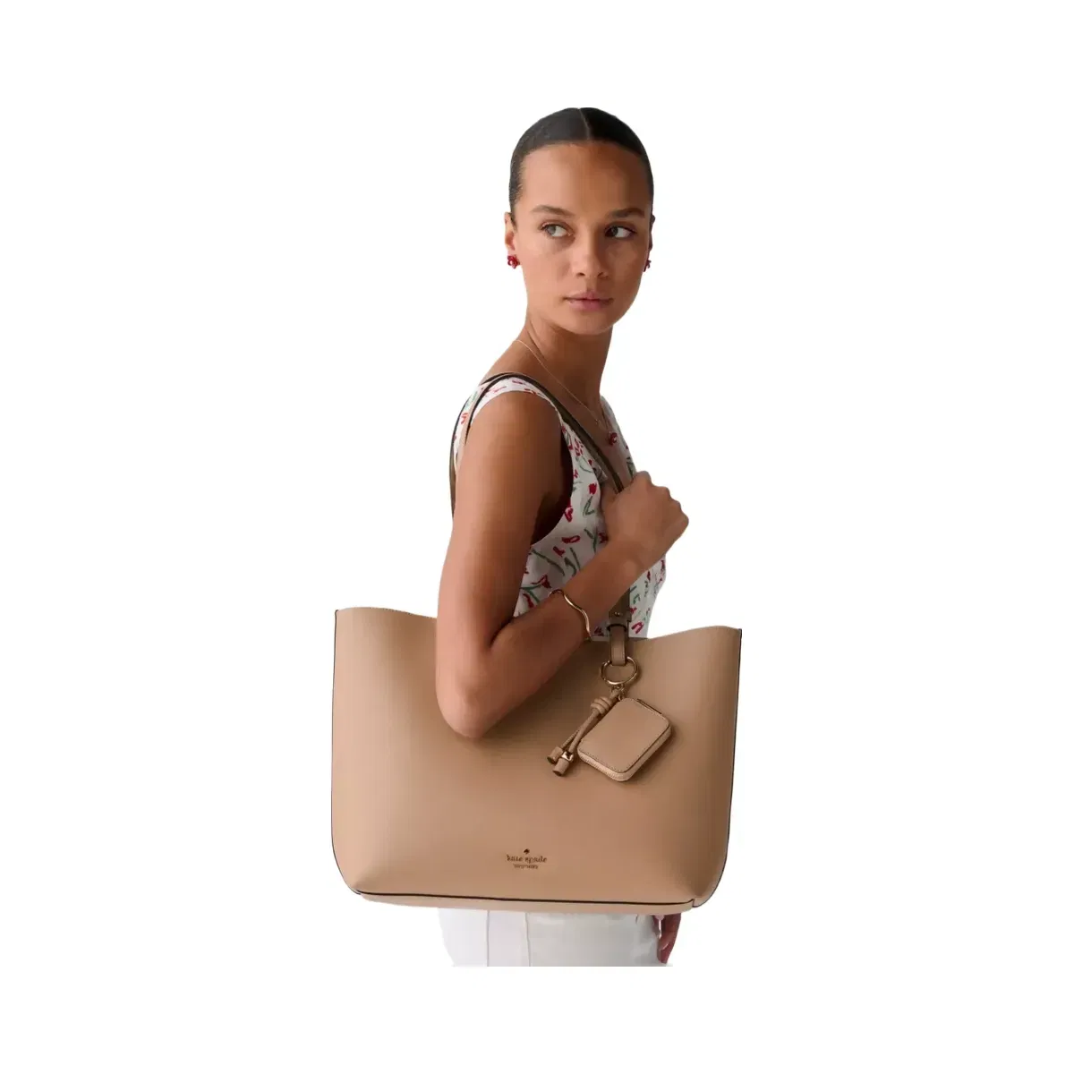 Kate Spade Tessa Tote Bag With Charm Light Fawn