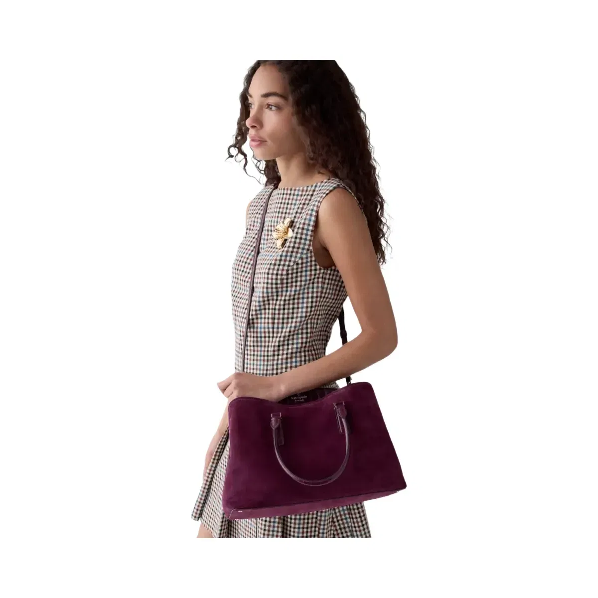 Kate Spade Thompson Street Suede And Croc Embossed Satchel Bag Deep Cherry