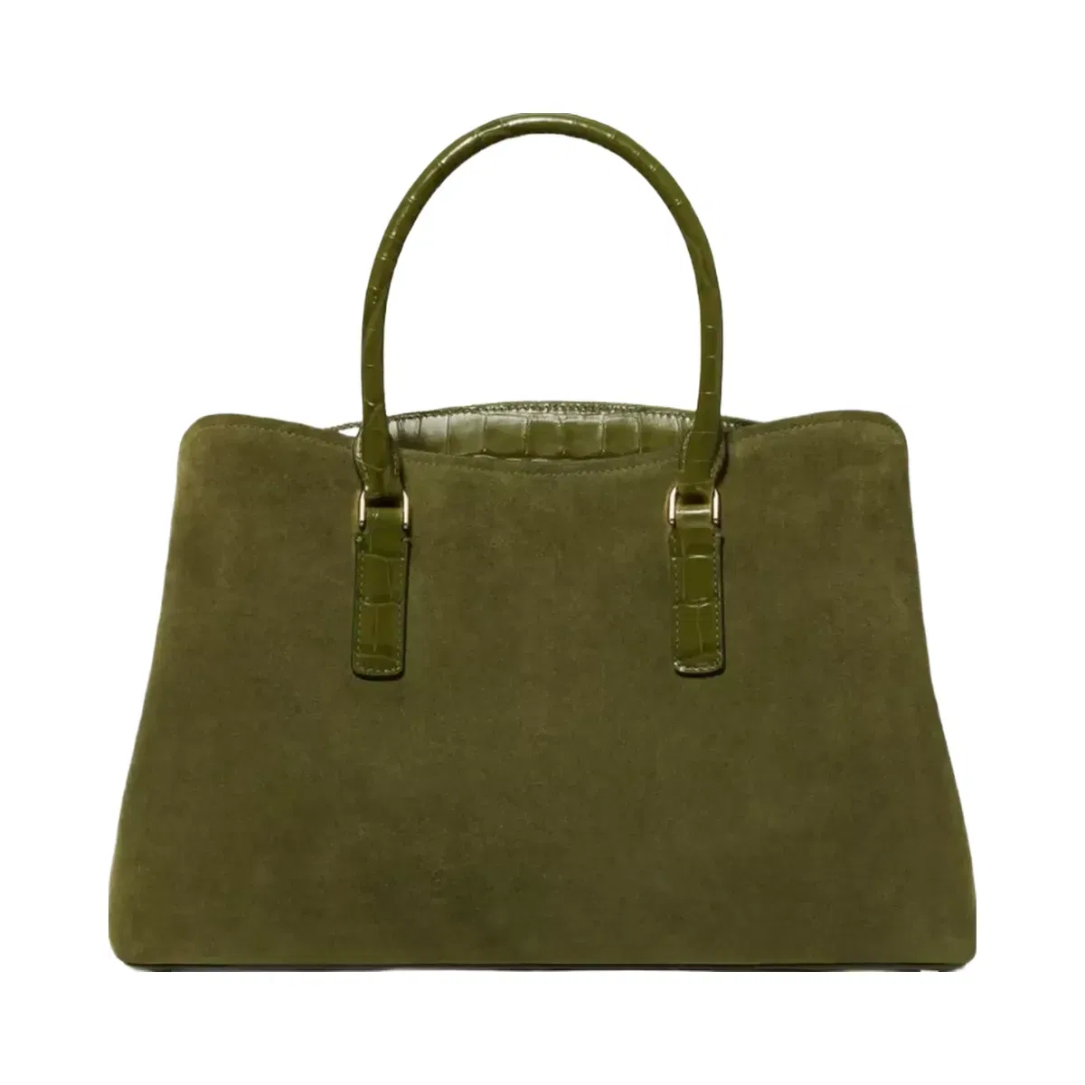 Kate Spade Thompson Street Suede And Croc Embossed Satchel Bag Enchanted Green