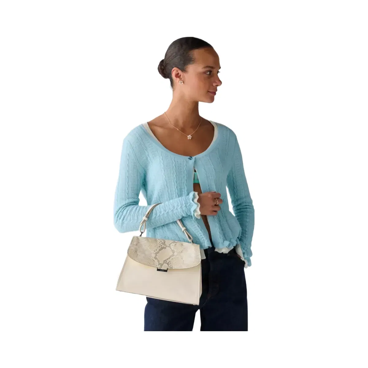 Kate Spade Riley Snake Top Handle Bag Natural Multi