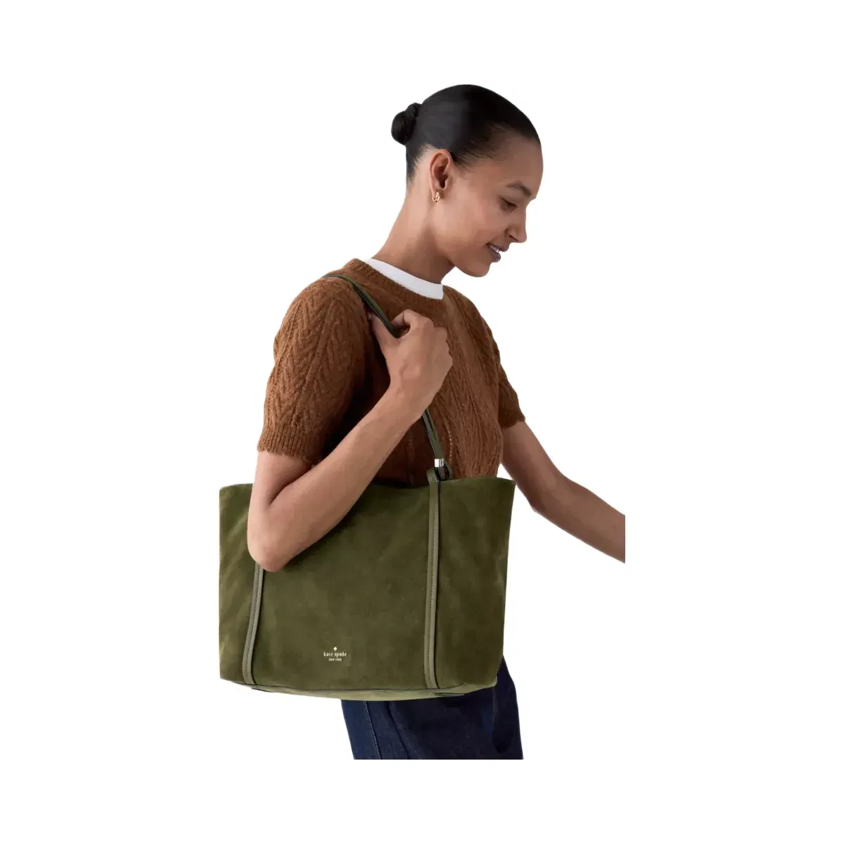 Kate Spade Marlowe Suede Tote Bag Enchanted Green