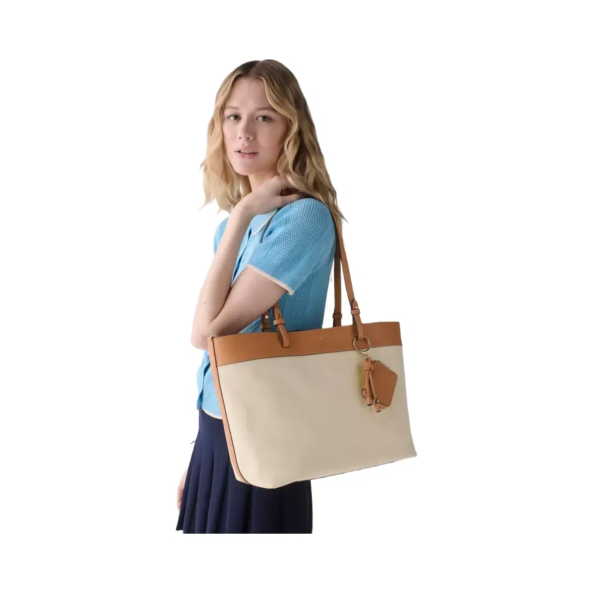 Kate Spade Tessa Tote Bag With Charm Light Saddle Multi