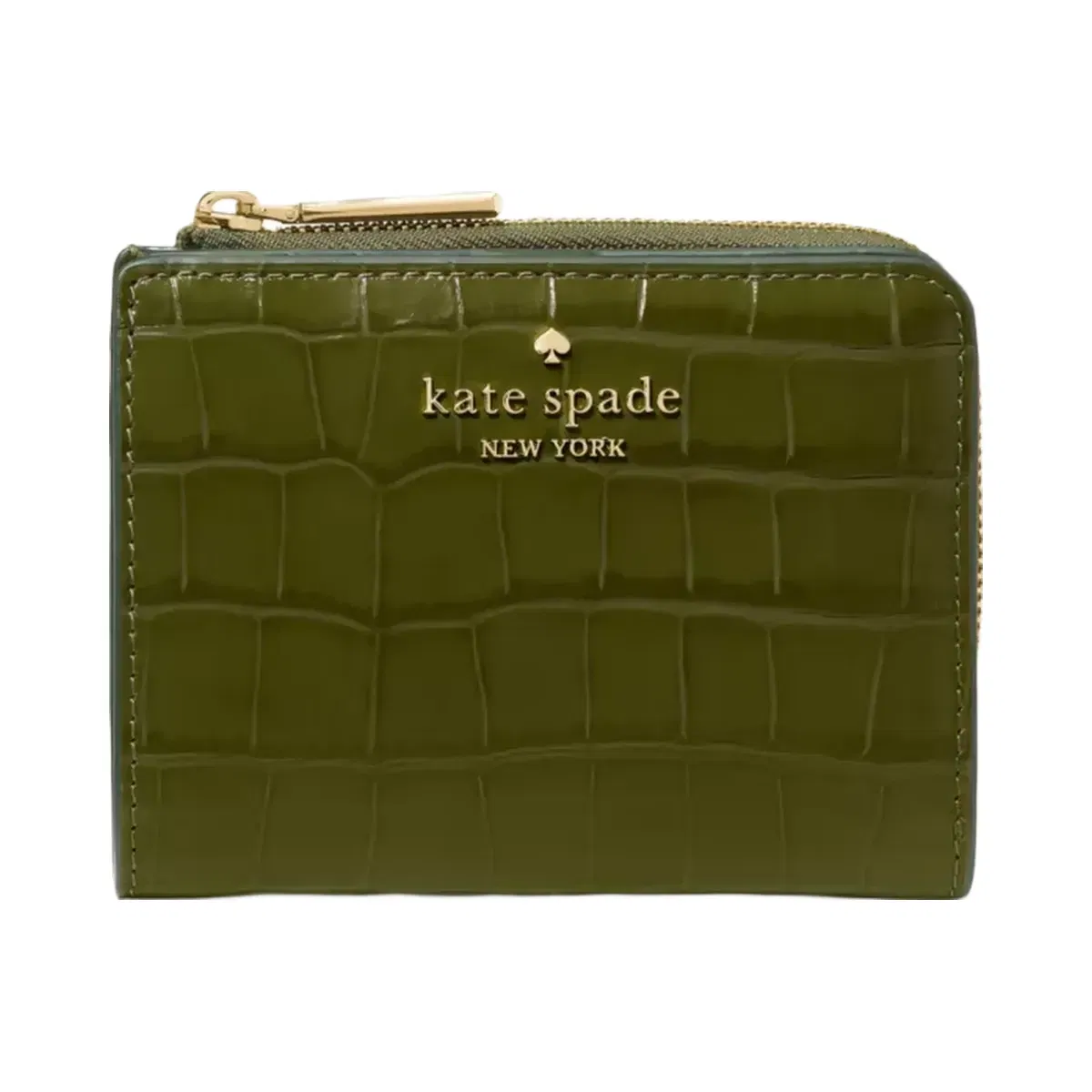 Kate Spade Croc Embossed Small L-zip Wallet Enchanted Green