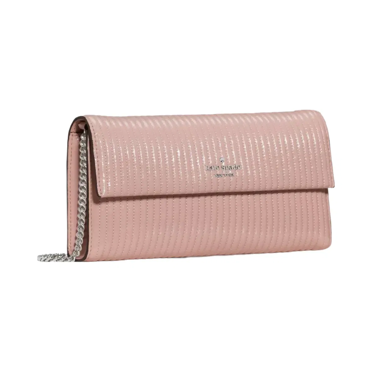 Kate Spade Scarlett Shiny Quilted Wallet On Chain Rose Smoke