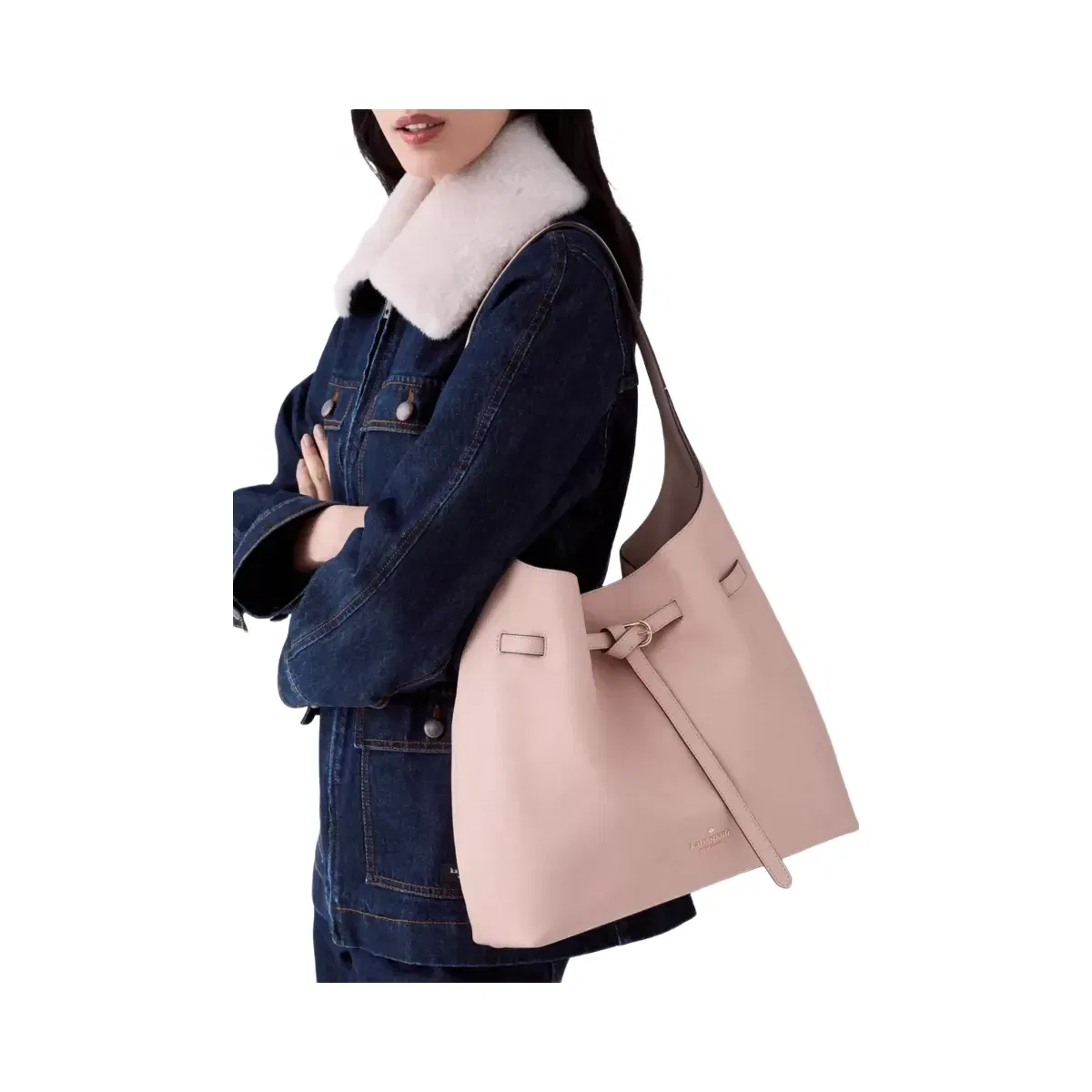 Kate Spade 454 Belted Large Shoulder Bag Rose Smoke