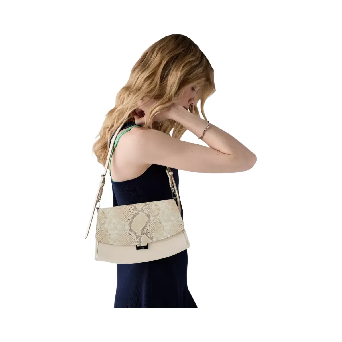 Kate Spade Ali Snake Embossed Shoulder Bag Natural Multi