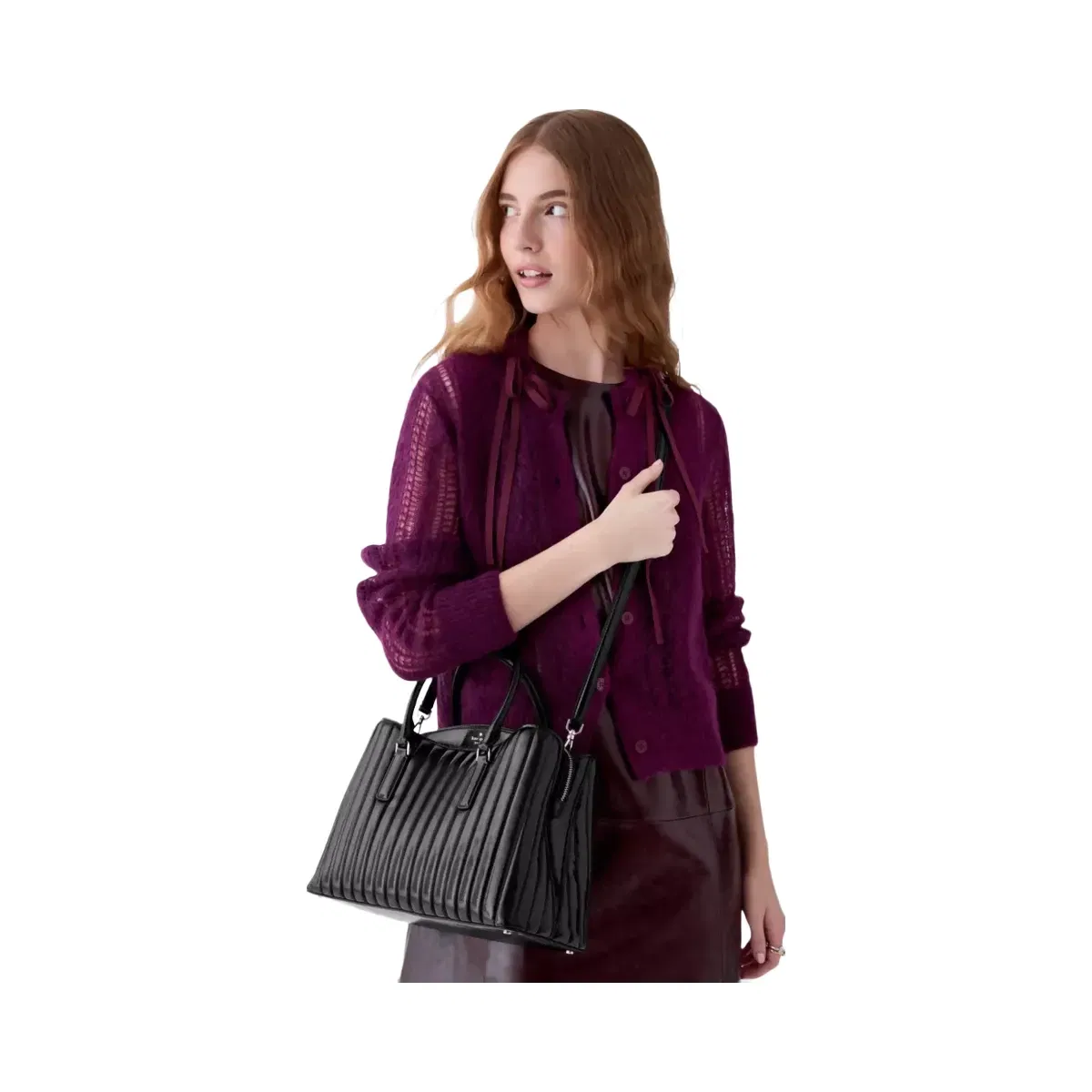 Kate Spade Thompson Street Shiny Quilted Satchel Bag Black