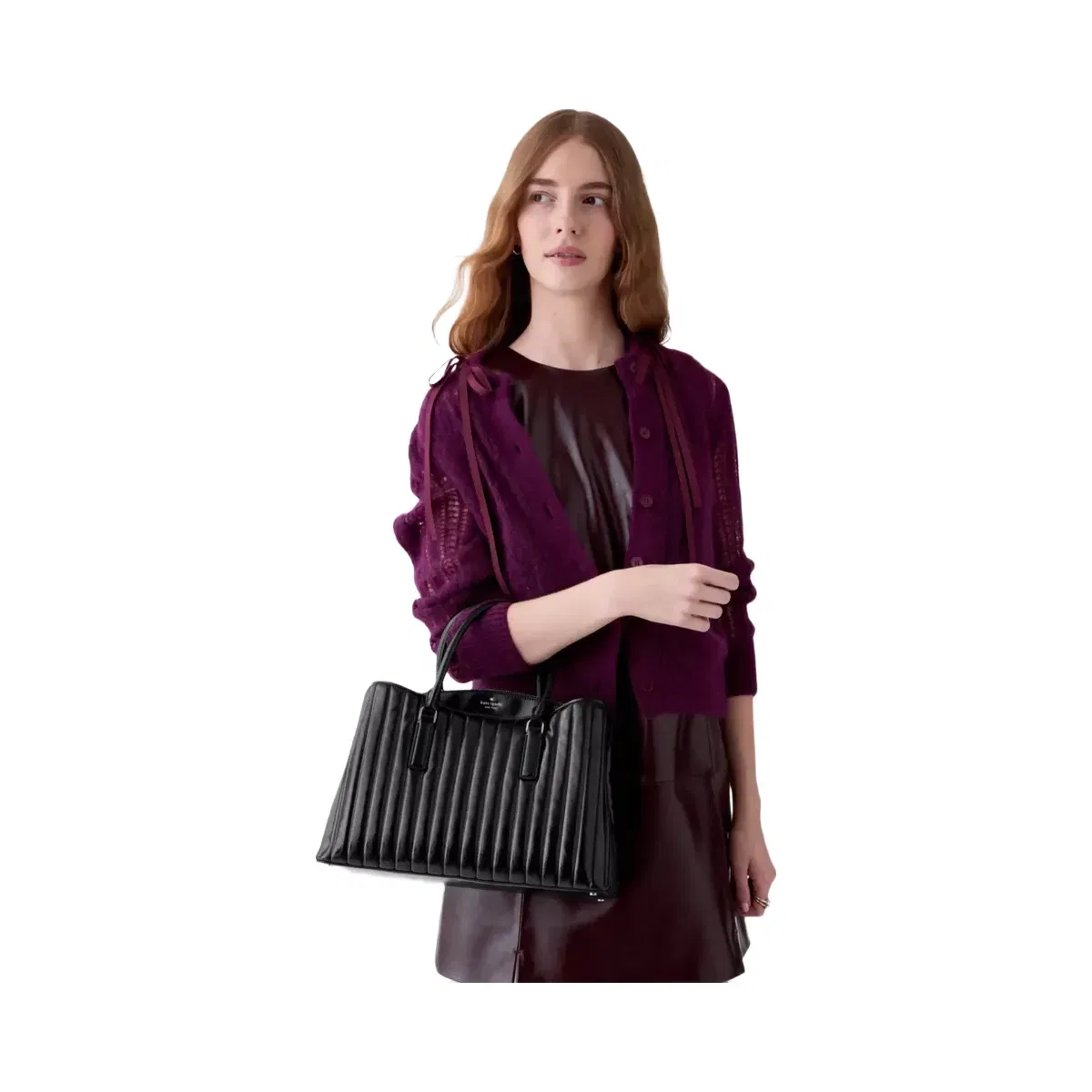 Kate Spade Thompson Street Shiny Quilted Satchel Bag Black