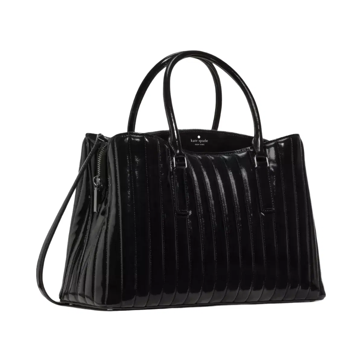 Kate Spade Thompson Street Shiny Quilted Satchel Bag Black