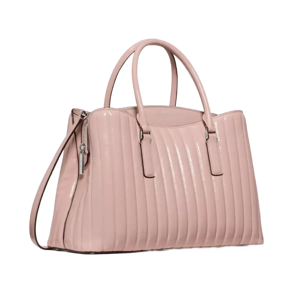 Kate Spade Thompson Street Shiny Quilted Satchel Bag Rose Smoke
