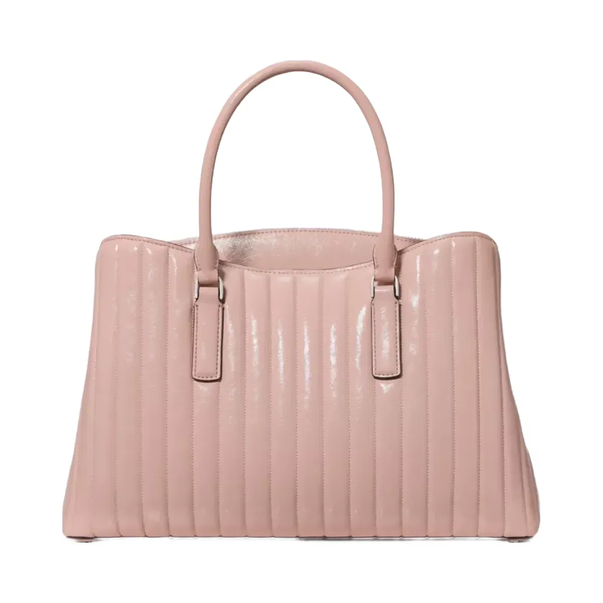 Kate Spade Thompson Street Shiny Quilted Satchel Bag Rose Smoke