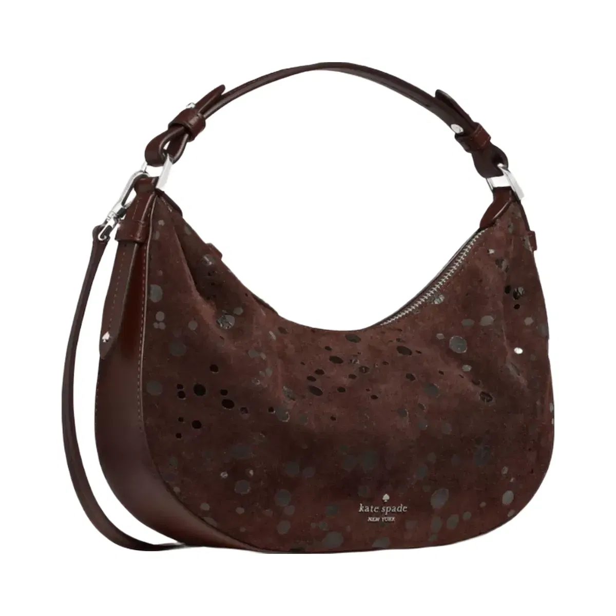 Kate Spade Selene Suede Dots Shoulder Bag Hot Fudge
