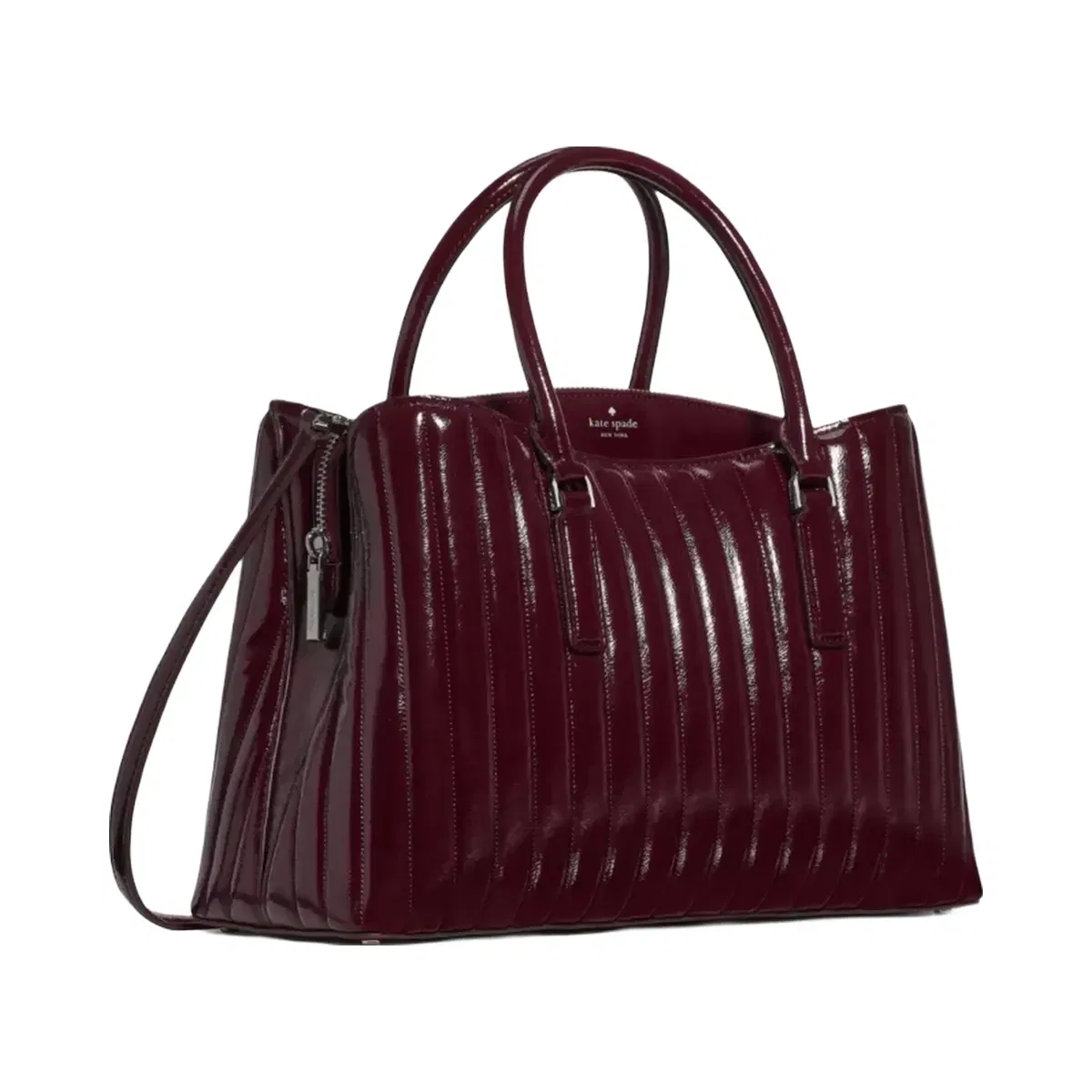 Kate Spade Thompson Street Shiny Quilted Satchel Bag Grenache