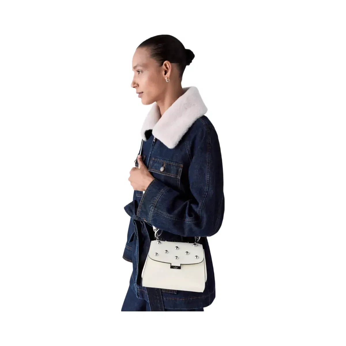 Kate Spade Riley Studded Small Top Handle Bag Meringue