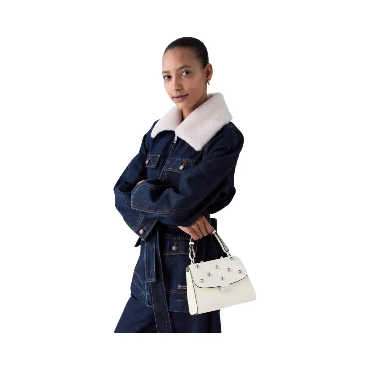 Kate Spade Riley Studded Small Top Handle Bag Meringue