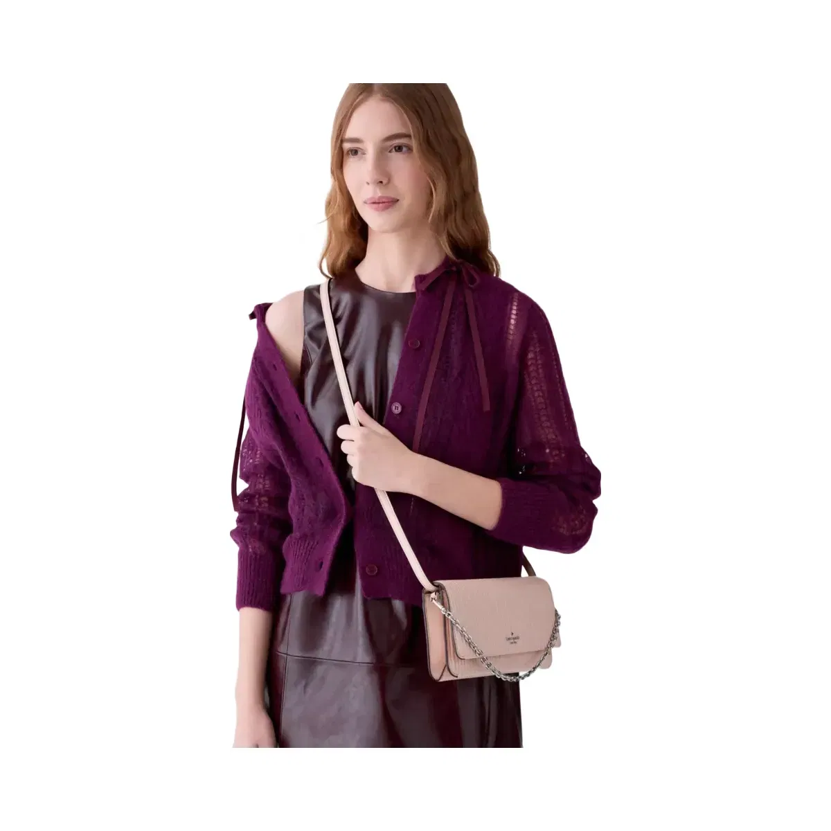 Kate Spade Ivy Shiny Quilted Crossbody Bag Rose Smoke