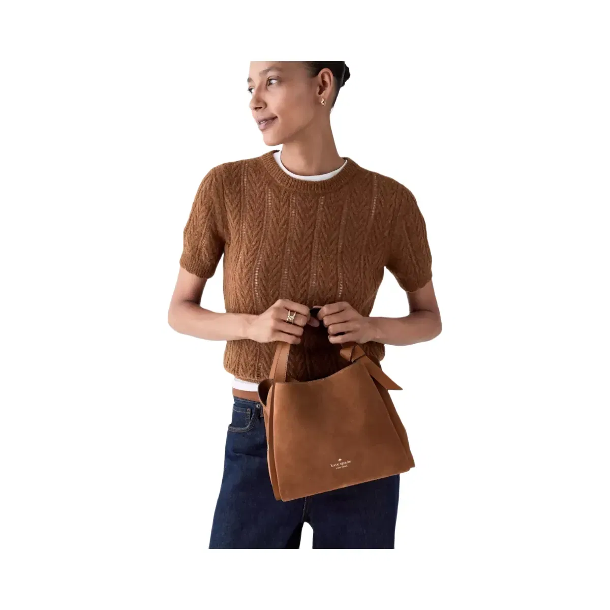 Kate Spade Knott Suede Carryall Bag Warm Gingerbread