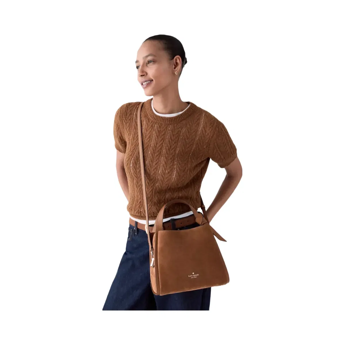 Kate Spade Knott Suede Carryall Bag Warm Gingerbread