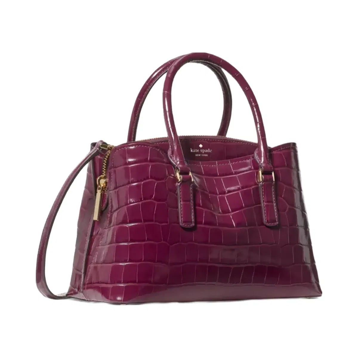 Kate Spade Thompson Street Croc Embossed Small Satchel Bag Deep Cherry