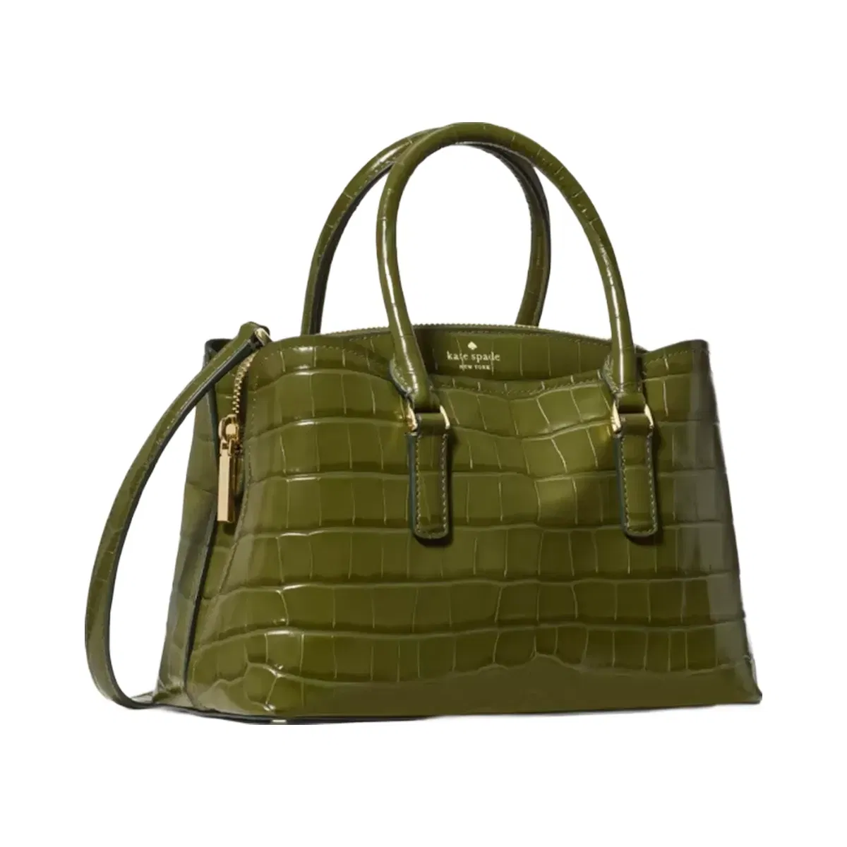 Kate Spade Thompson Street Croc Embossed Small Satchel Bag Enchanted Green