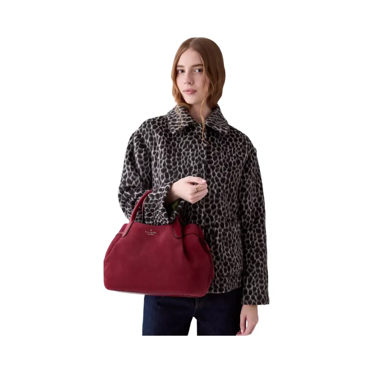 Kate Spade Dumpling Suede Large Satchel Bag Red Jam