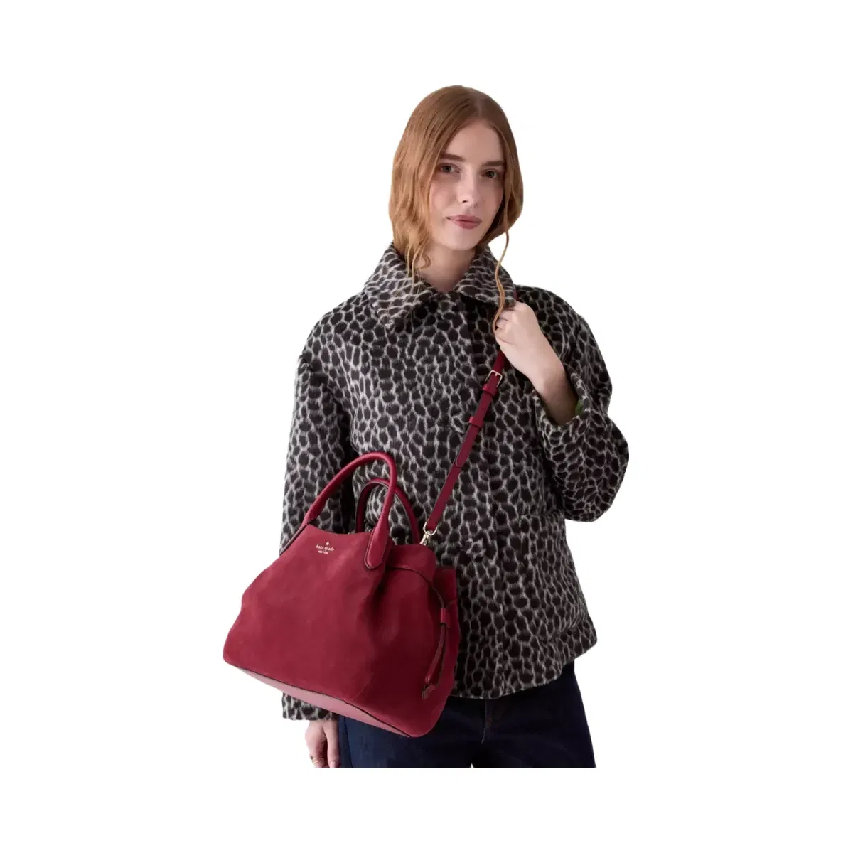 Kate Spade Dumpling Suede Large Satchel Bag Red Jam