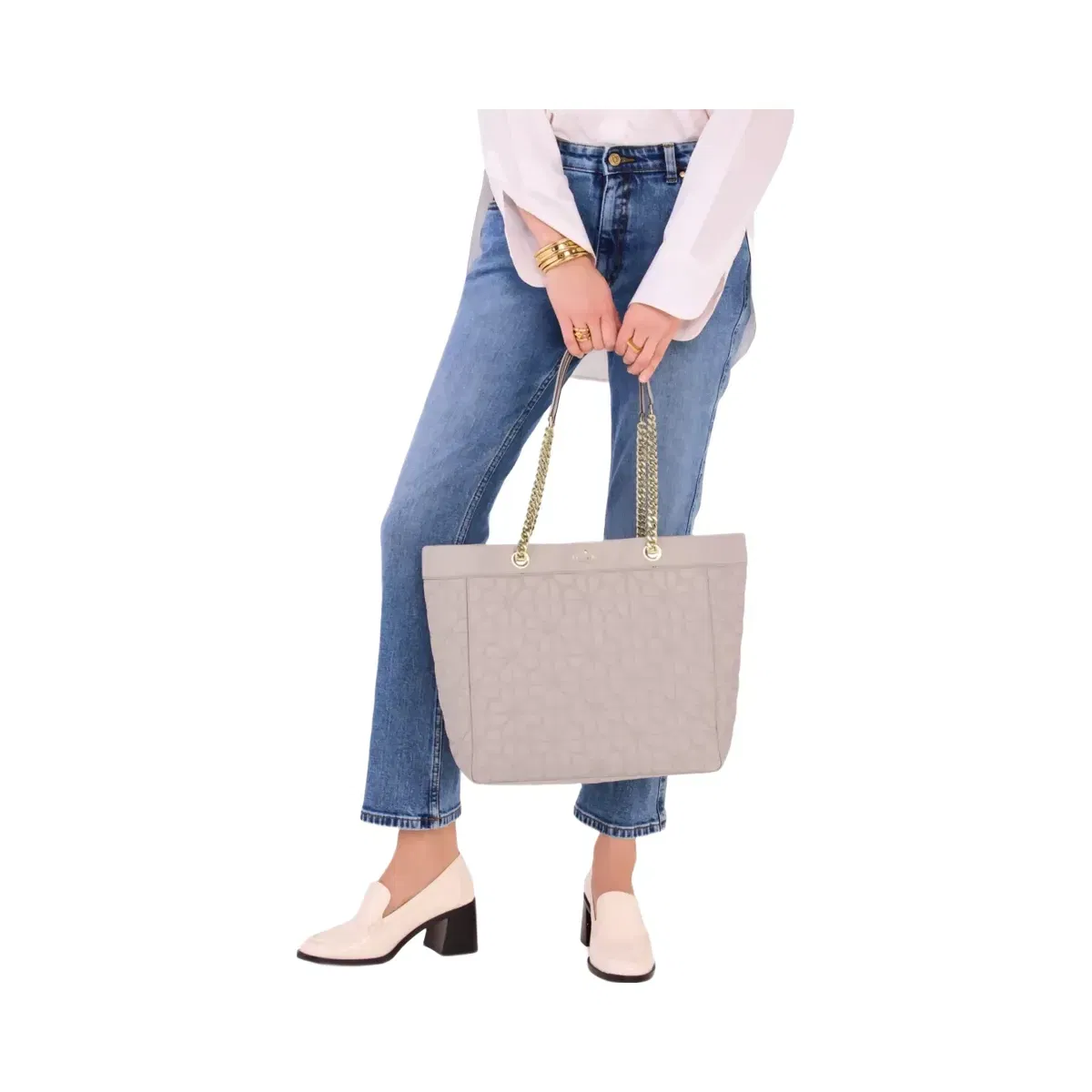 Kate Spade Spade Flower Quilted Fabric XL Tote Cozy Grey