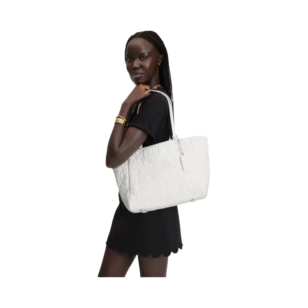 Kate Spade Tilly Quilted Medium Tote Bag White Dove