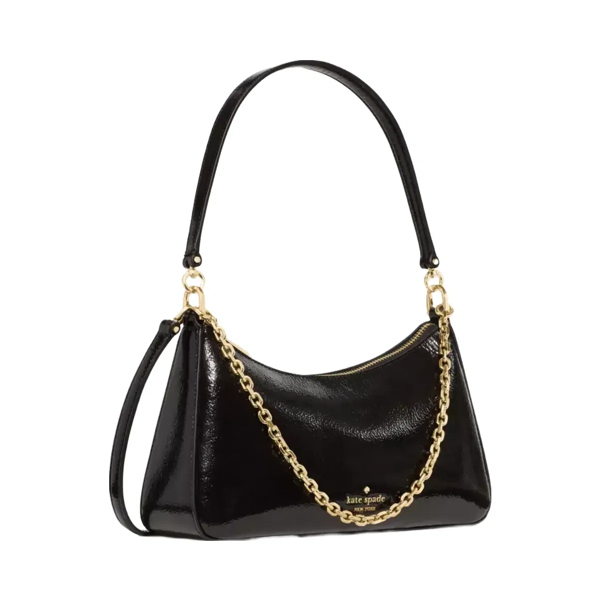 Kate Spade Margot Shiny Leather Shoulder Bag Black