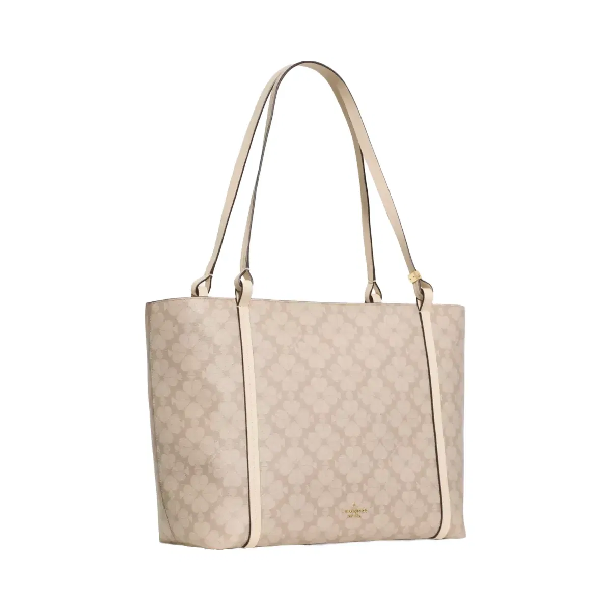Kate Spade Marlowe Spade Flower Coated Canvas Tote Bag Dark Beige Moon Dust