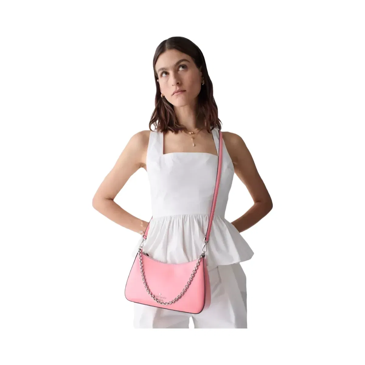 Kate Spade Margot Textured Leather Medium Convertible Crossbody Grapefruit Soda