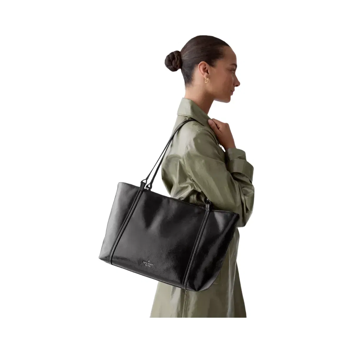 Kate Spade Marlowe Shiny Leather Tote Bag Black
