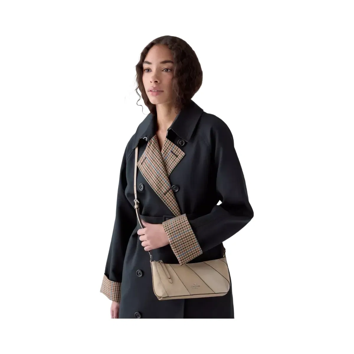 Kate Spade Lenox Suede Mix Mini Crossbody Bag Timeless Taupe Multi