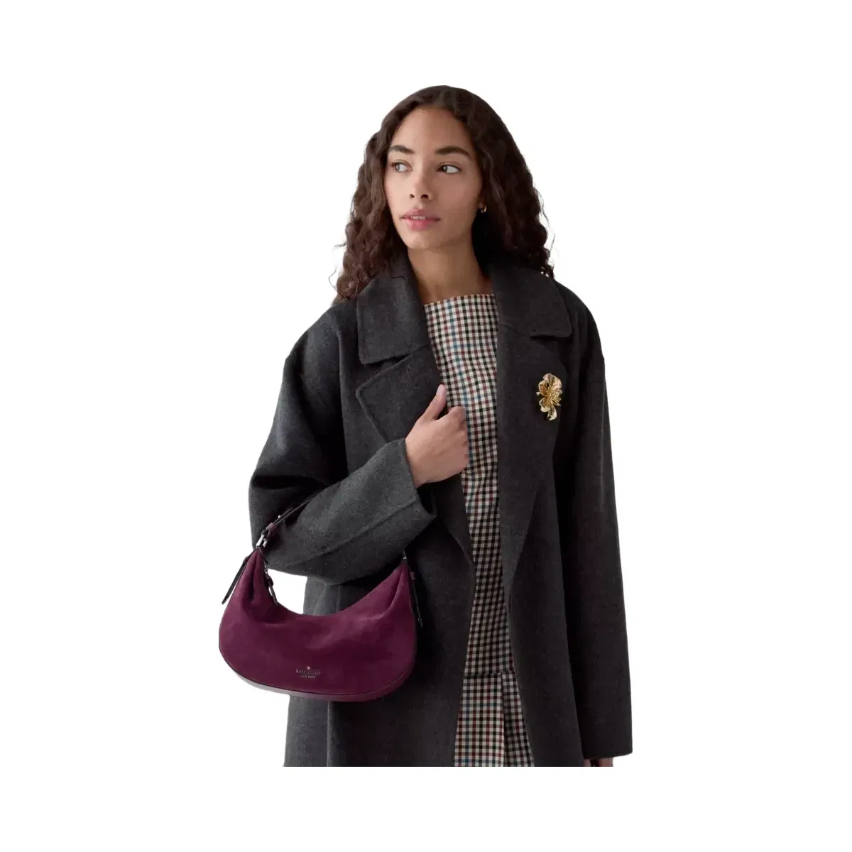 Kate Spade Selene Suede Shoulder Bag Deep Cherry