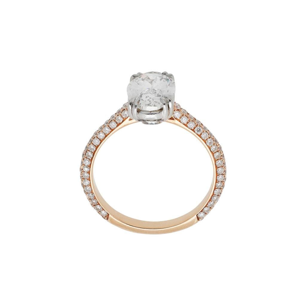 Rose Gold, Platinum, 2.14ct Oval Cut Diamond and Diamond Engagement Ring