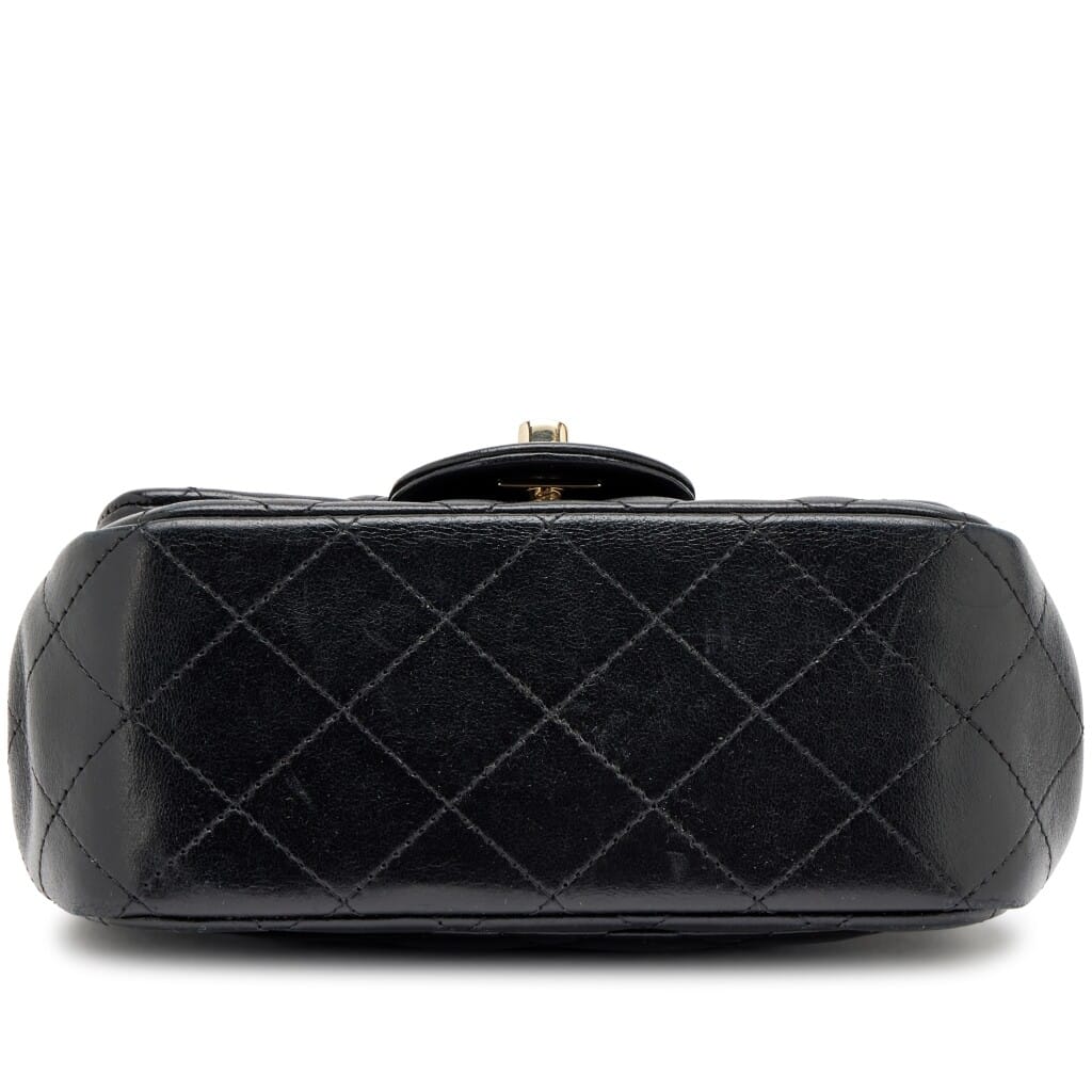 Black Quilted Lambskin Mini Square Classic Single Flap Bag Light Gold Hardware, 2015