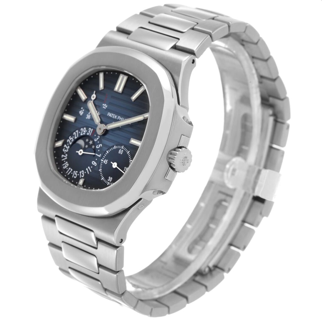 Nautilus (Reference 5712/1A-001). A 40mm stainless steel automatic wristwatch with date, moonphase, and power reserve. 2015