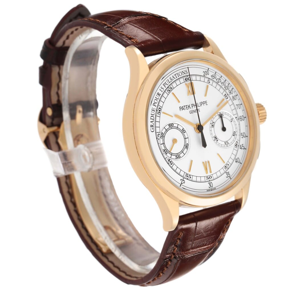 Complications (Reference 5170J-001). A 39mm yellow gold manual wind wristwatch with chronograph. 2013