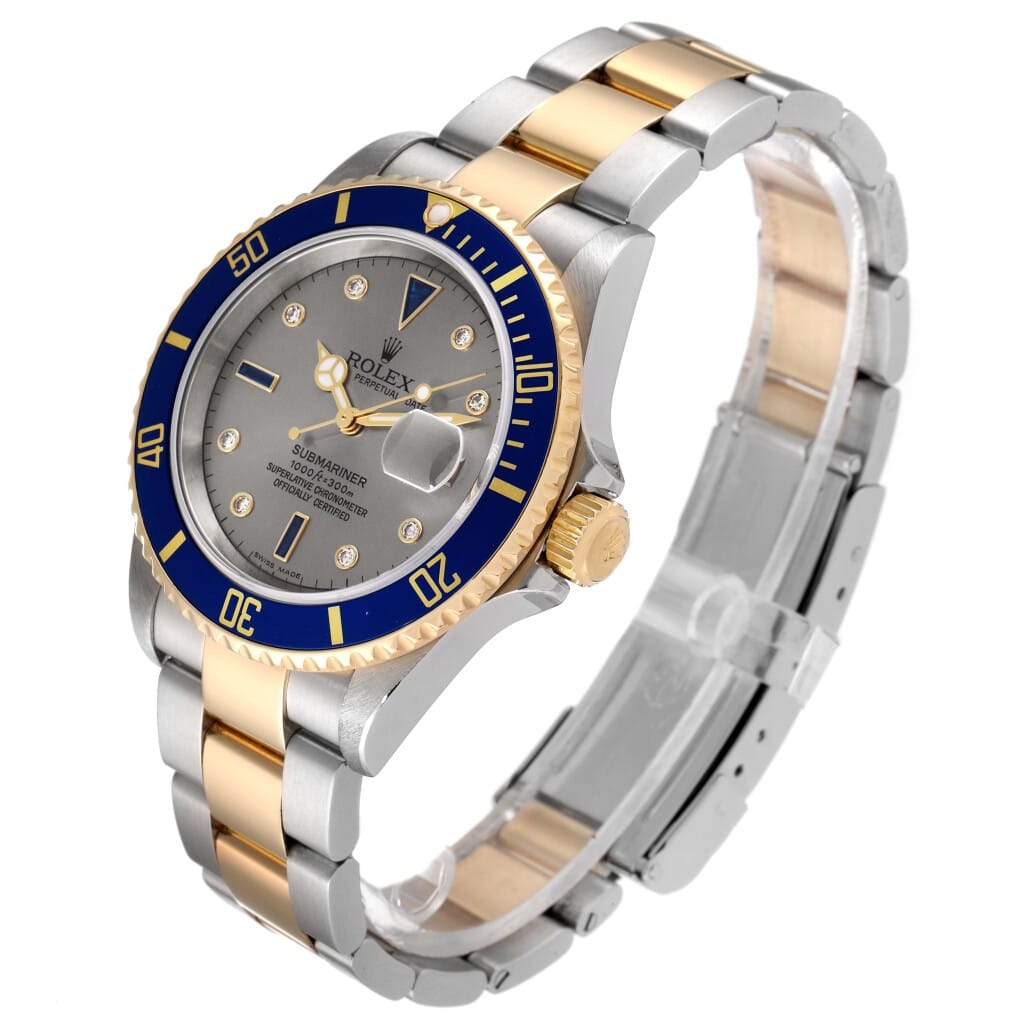 Submariner 'Serti' Dial (Reference 16613). A 40mm stainless steel yellow gold diamond & gem-set automatic wristwatch with date.