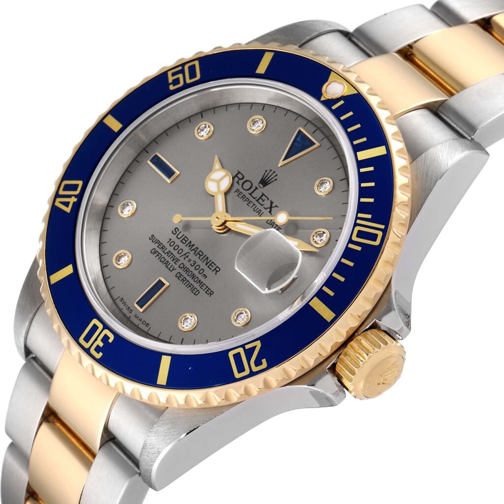 Submariner 'Serti' Dial (Reference 16613). A 40mm stainless steel yellow gold diamond & gem-set automatic wristwatch with date.