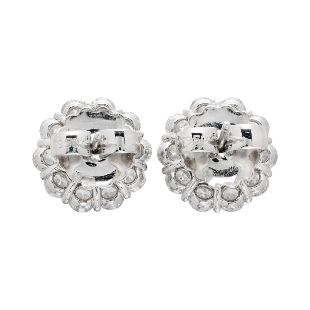 Platinum, 3.81ctw Burmese Pigeon's Blood Ruby and Diamond Stud Earrings