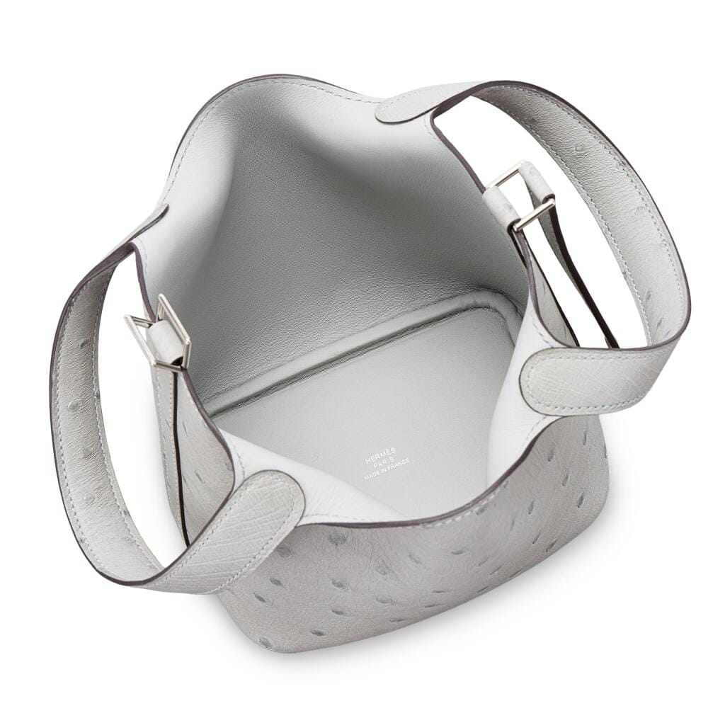 Limited Edition Bleu Glacier Ostrich Micro Picotin Lock 14 Palladium Hardware, 2024