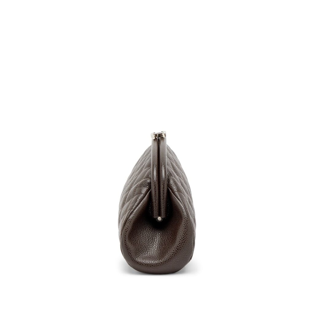 Chocolate Brown Quilted Caviar Timeless Clutch Silver Hardware, 2008-2009