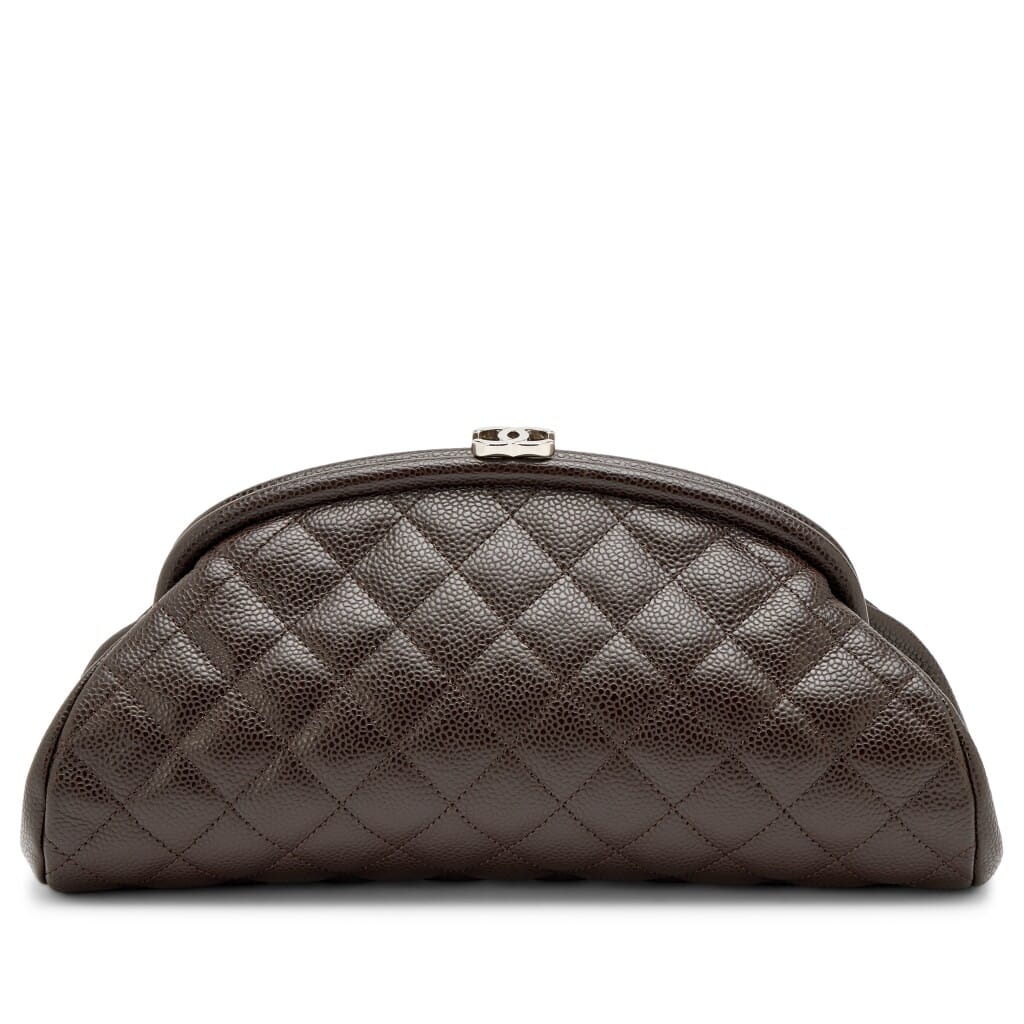 Chocolate Brown Quilted Caviar Timeless Clutch Silver Hardware, 2008-2009