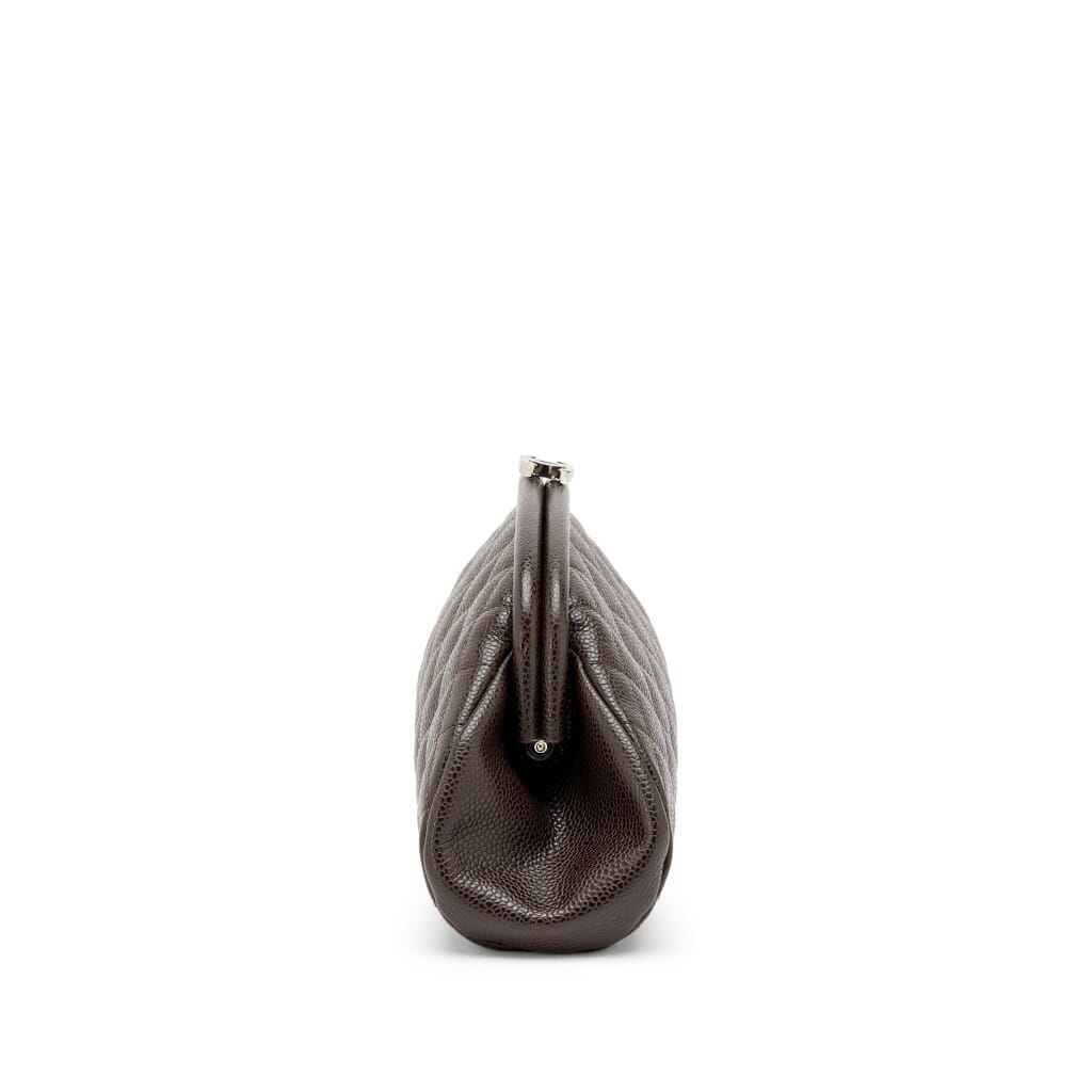 Chocolate Brown Quilted Caviar Timeless Clutch Silver Hardware, 2008-2009